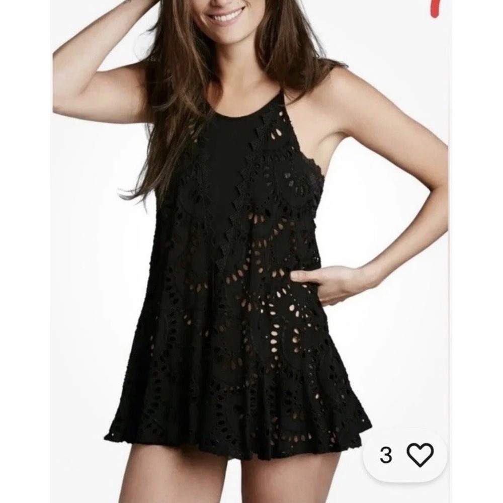 Intimately Free People Black Eyelet Open Top‎ Sleeveless Sz XS Boho Whimsigoth